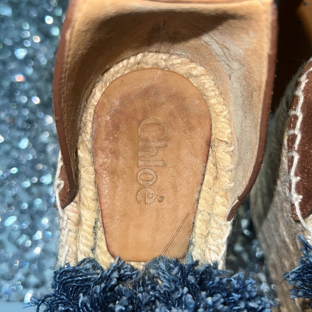 Denim Fringe Espadrille Sandals - Blue - Picture 7 of 8